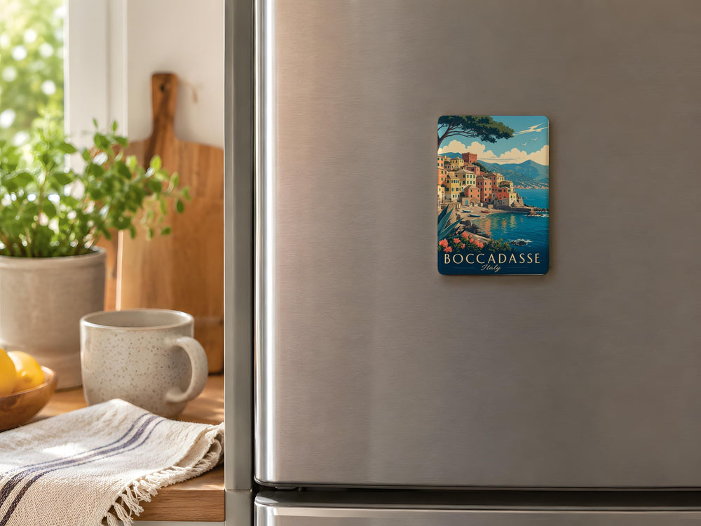 Boccadasse Italy Fridge Magnet, Genoa Coastal Village Souvenir, Italian Riviera Seaside Scene Magnet