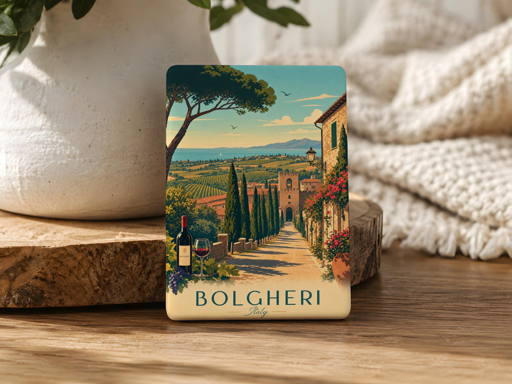 Bolgheri Italy Fridge Magnet, Bolgheri Tuscany Travel Souvenir Magnet, Italian Village Landmark Keepsake Magnet