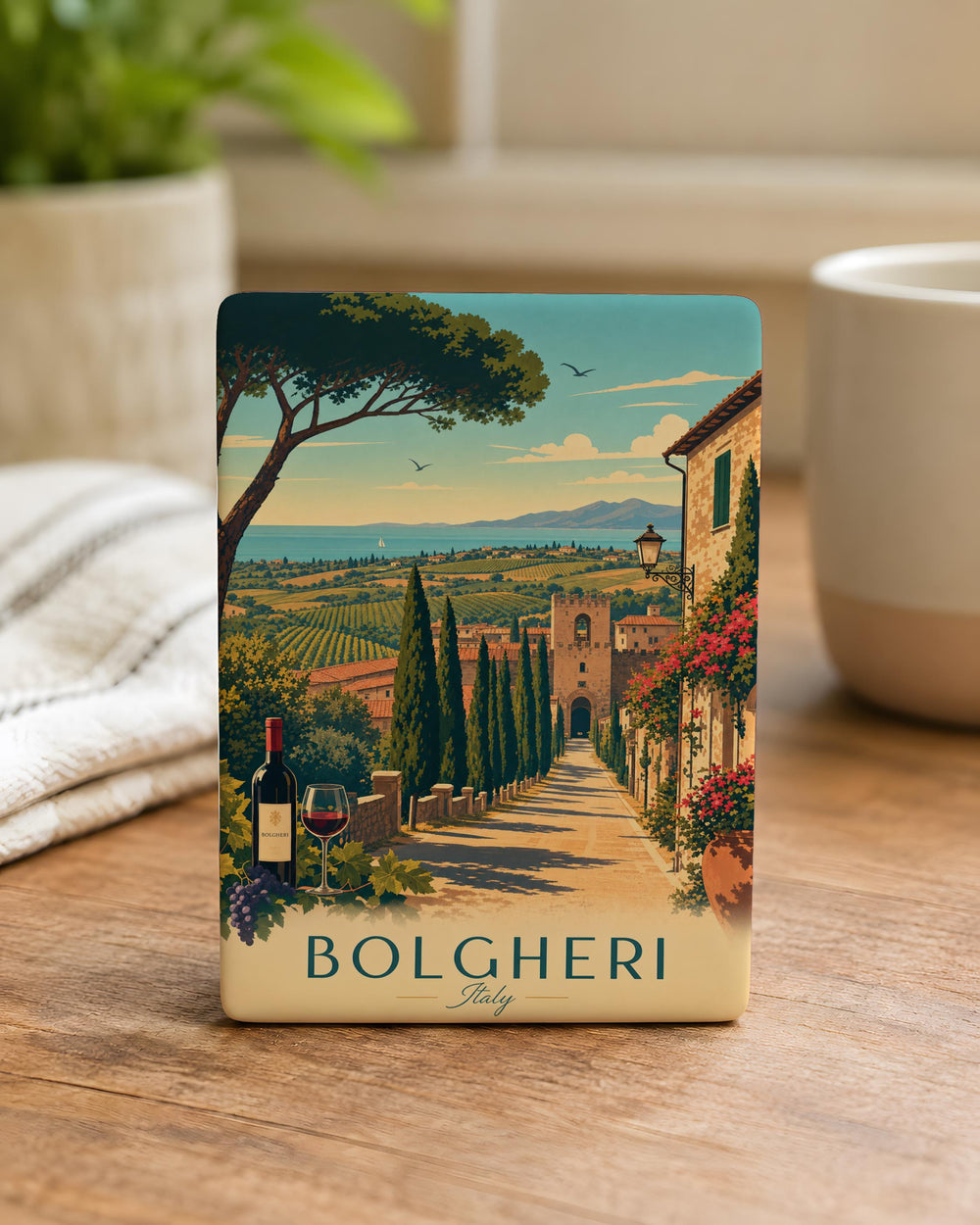 Bolgheri Italy Fridge Magnet, Bolgheri Tuscany Travel Souvenir Magnet, Italian Village Landmark Keepsake Magnet