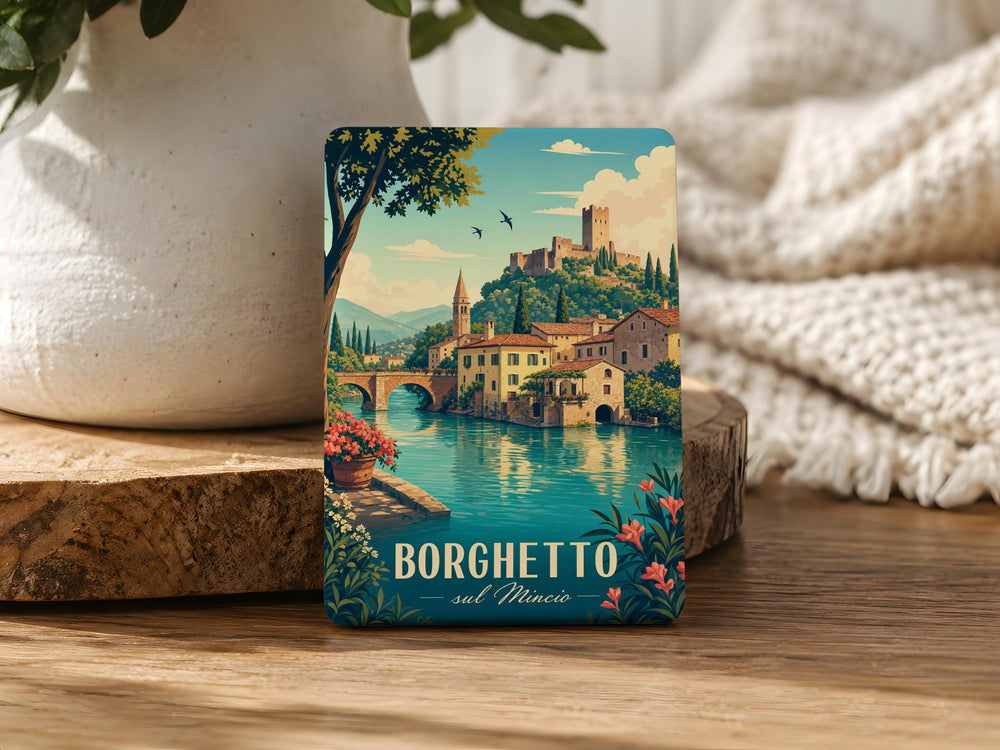 Borghetto sul Mincio Italy Fridge Magnet, Scenic Village on the Mincio River Souvenir Magnet, Lombardy Travel Gift