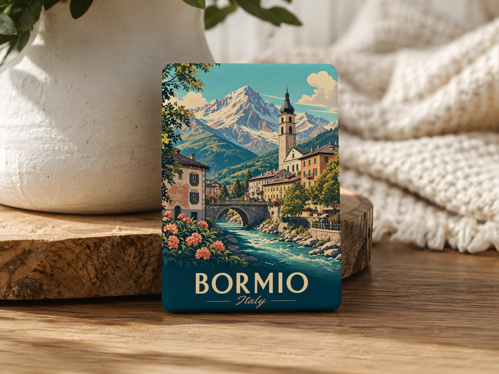 Bormio Italy Fridge Magnet, Bormio Travel Souvenir Magnet, Italian Alps Mountain Town Keepsake Magnet, Lombardy Italy Gift