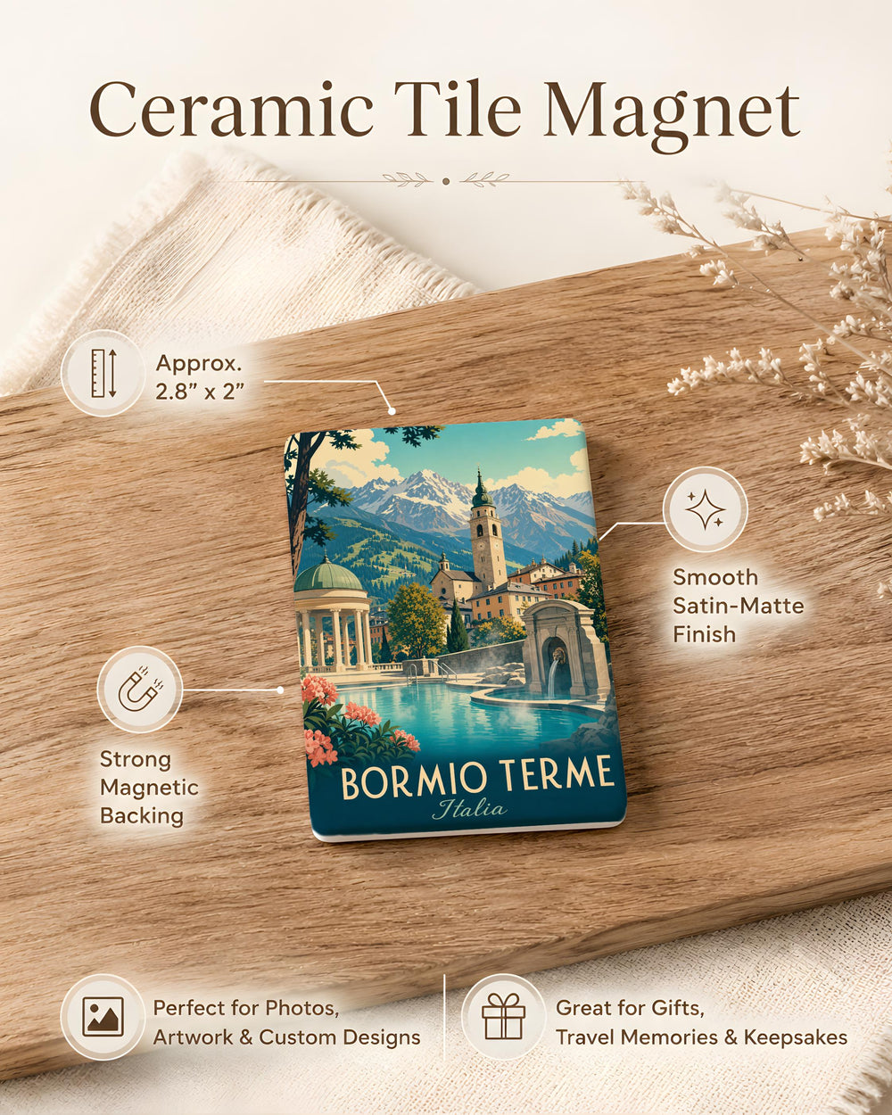 Bormio Terme Italy Fridge Magnet, Bormio Thermal Baths Souvenir Magnet, Lombardy Travel Gift, Alpine Spa Keepsake