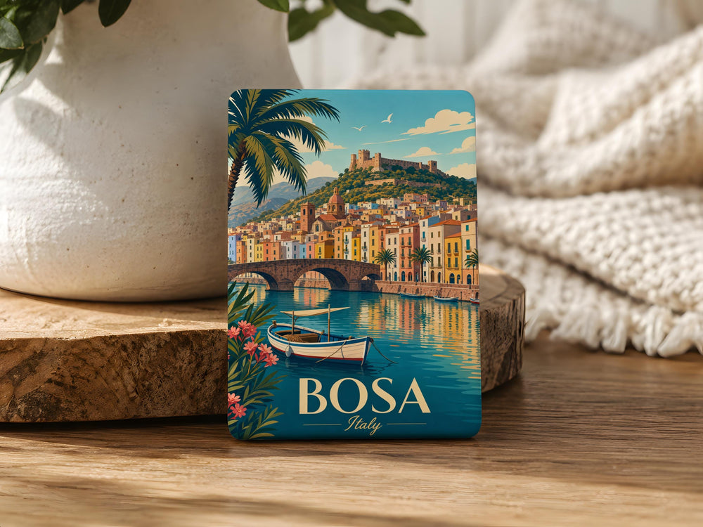 Bosa Italy Fridge Magnet, Sardinia Travel Souvenir, Bosa Old Town Landmark Keepsake Magnet, Italy Vacation Gift