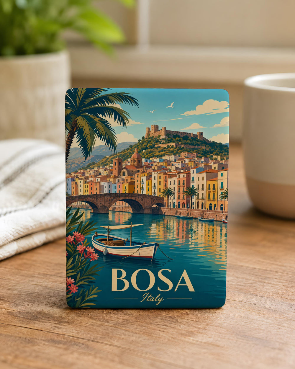 Bosa Italy Fridge Magnet, Sardinia Travel Souvenir, Bosa Old Town Landmark Keepsake Magnet, Italy Vacation Gift
