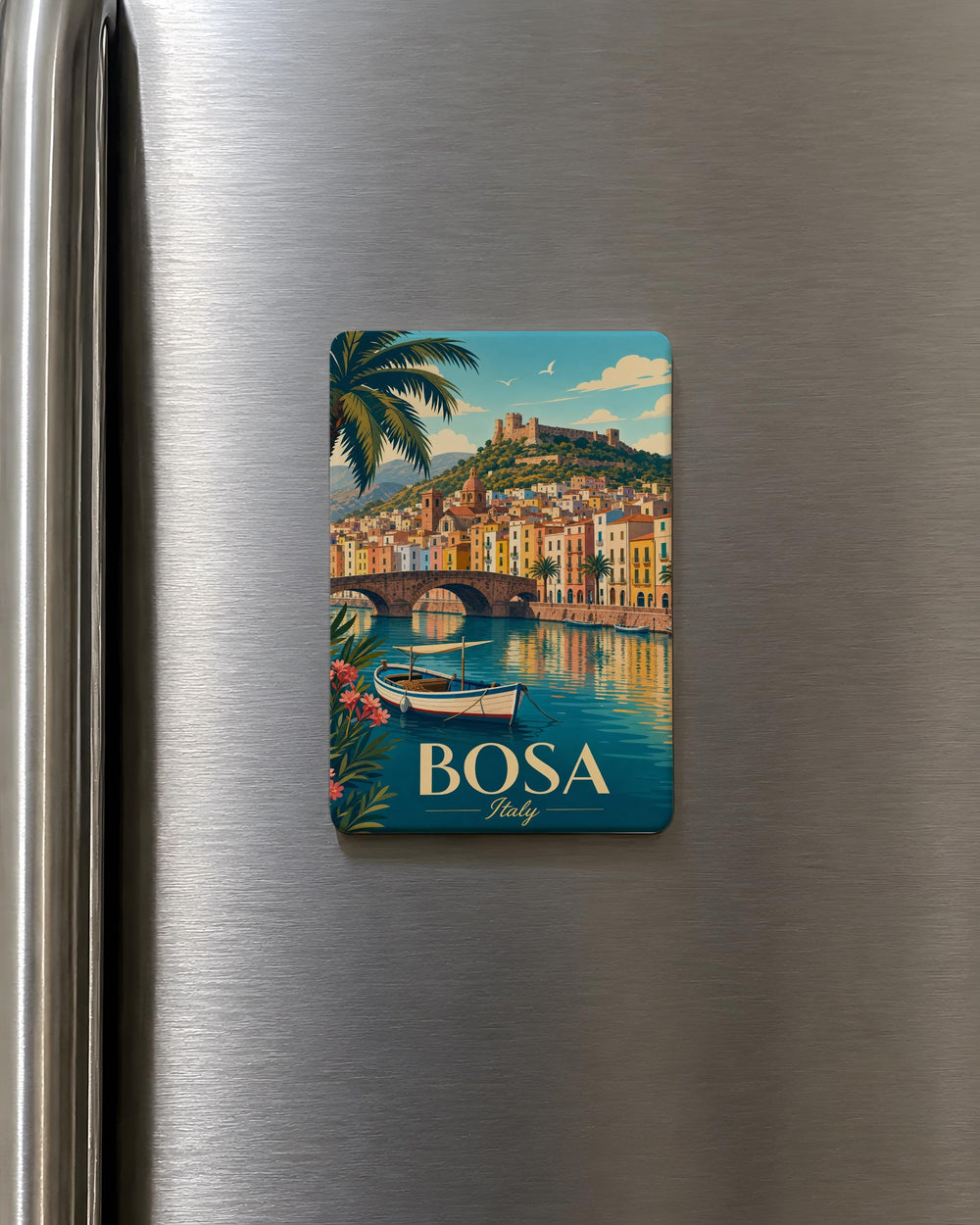 Bosa Italy Fridge Magnet, Sardinia Travel Souvenir, Bosa Old Town Landmark Keepsake Magnet, Italy Vacation Gift