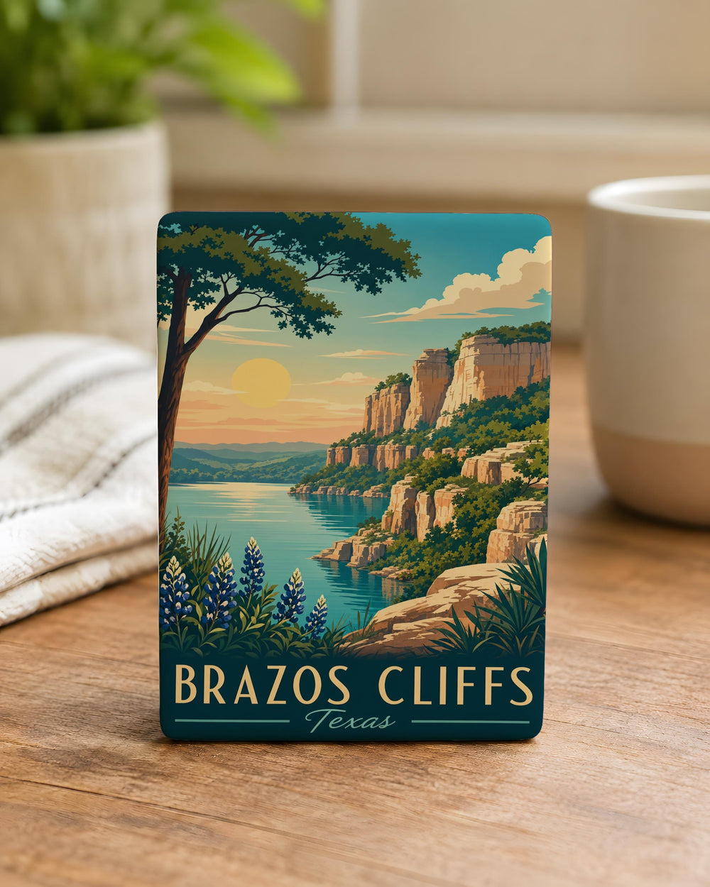 Brazos Cliffs Fridge Magnet, Texas Cliffside Landscape Souvenir Magnet, Outdoor Nature Travel Keepsake Magnet