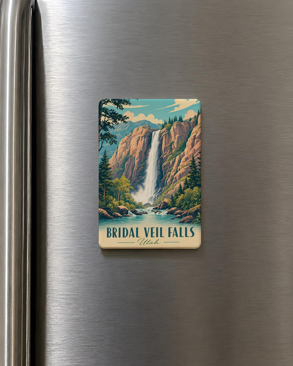Bridal Veil Falls Utah Fridge Magnet, Provo Canyon Waterfall Souvenir, Utah Travel Gift, Mountain Waterfall Keepsake