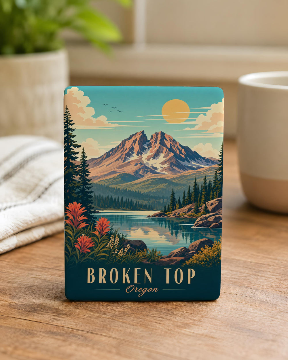 Broken Top Mountain Fridge Magnet, Oregon Cascade Peak Souvenir Magnet, Hiking Nature Travel Gift