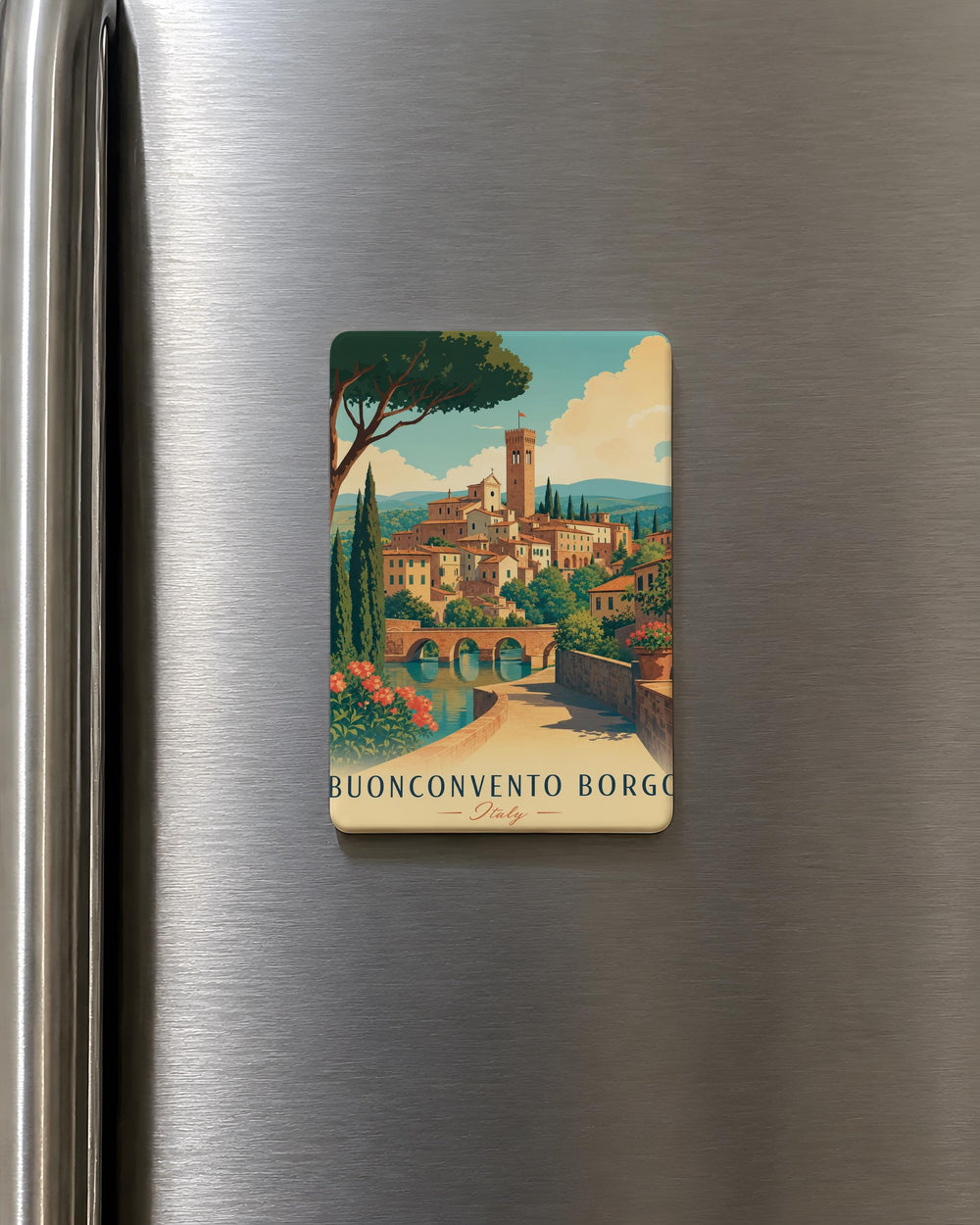 Buonconvento Borgo Fridge Magnet, Tuscany Italy Village Souvenir Magnet, Italian Travel Keepsake Magnet
