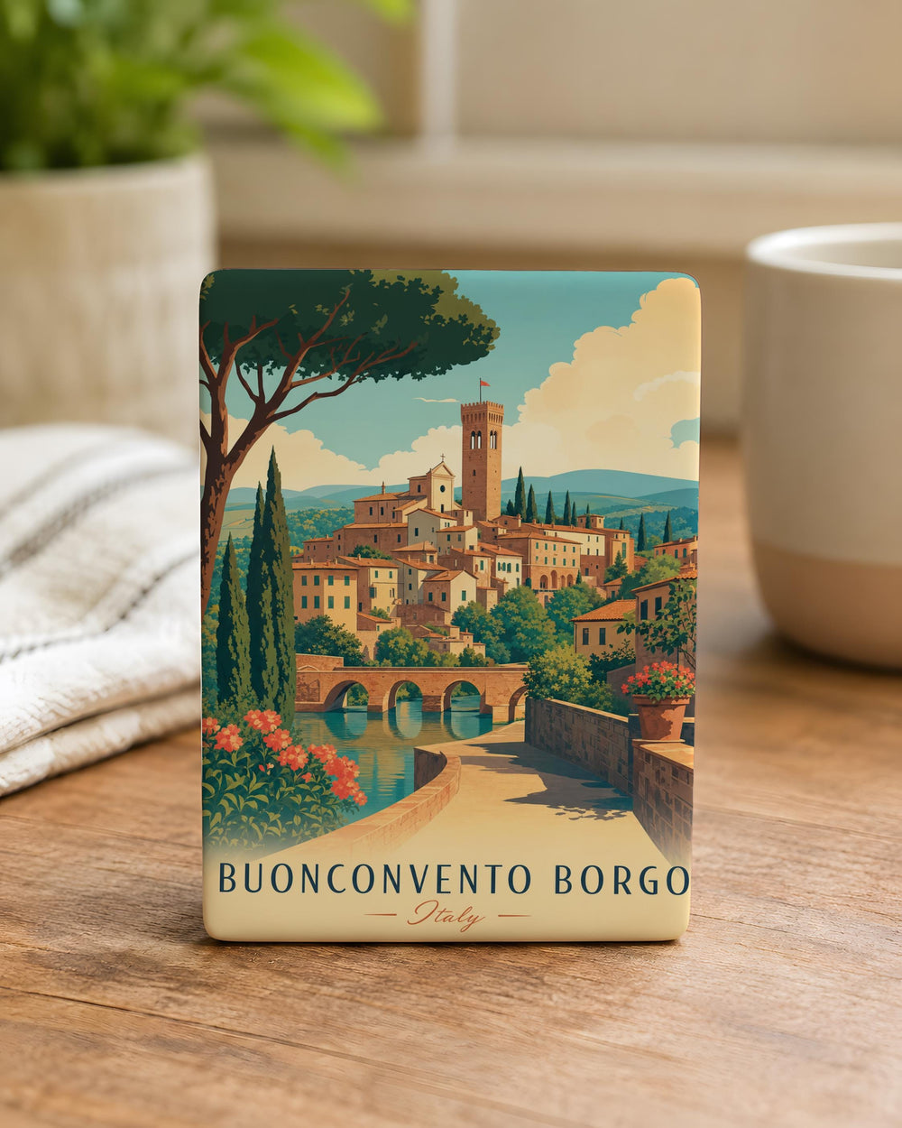 Buonconvento Borgo Fridge Magnet, Tuscany Italy Village Souvenir Magnet, Italian Travel Keepsake Magnet