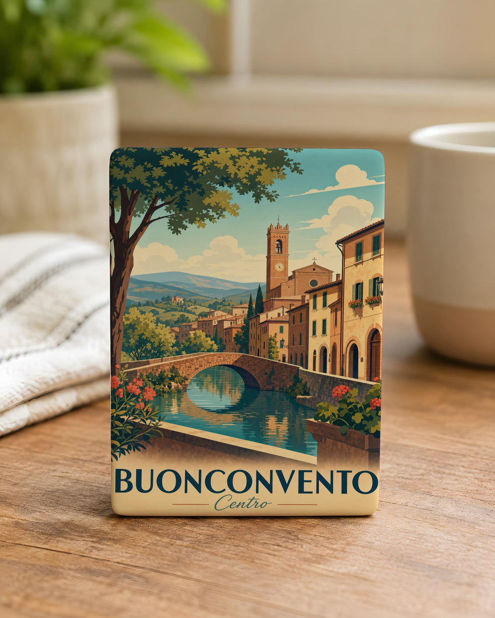 Buonconvento Centro Fridge Magnet, Tuscany Italy Town Center Souvenir, Italian Village Travel Keepsake Magnet
