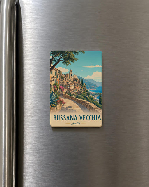Bussana Vecchia Italy Fridge Magnet, Medieval Hilltop Village Street Scene Souvenir Magnet, Liguria Travel Gift