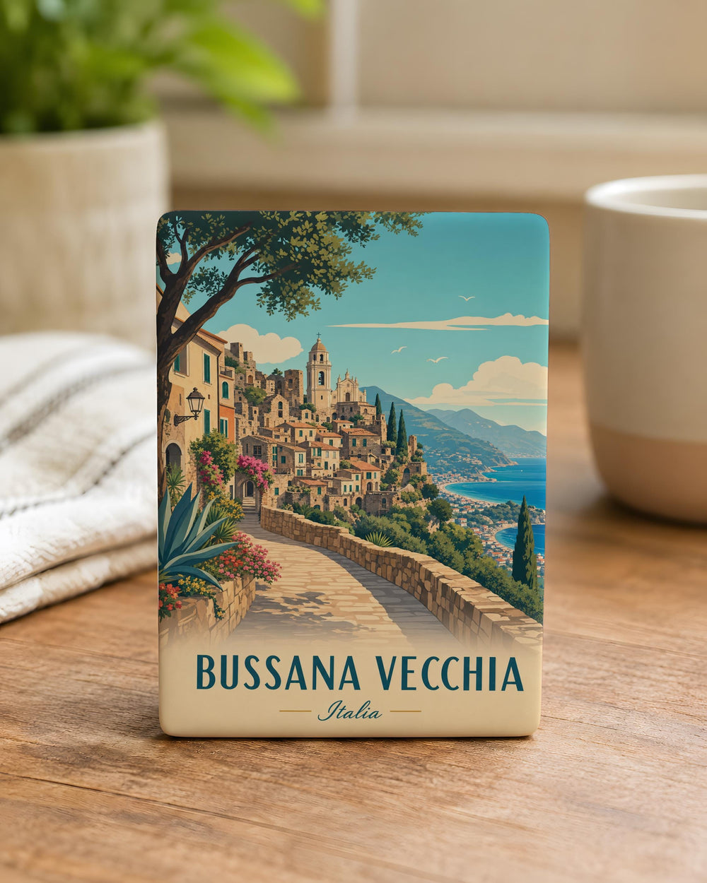 Bussana Vecchia Italy Fridge Magnet, Medieval Hilltop Village Street Scene Souvenir Magnet, Liguria Travel Gift