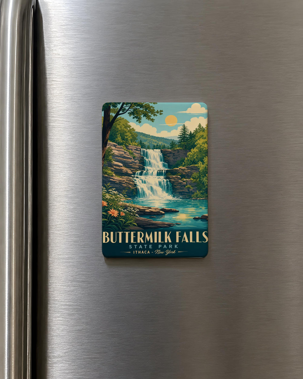 Buttermilk Falls State Park Fridge Magnet, Ithaca New York Waterfall Souvenir, Finger Lakes Travel Keepsake Magnet