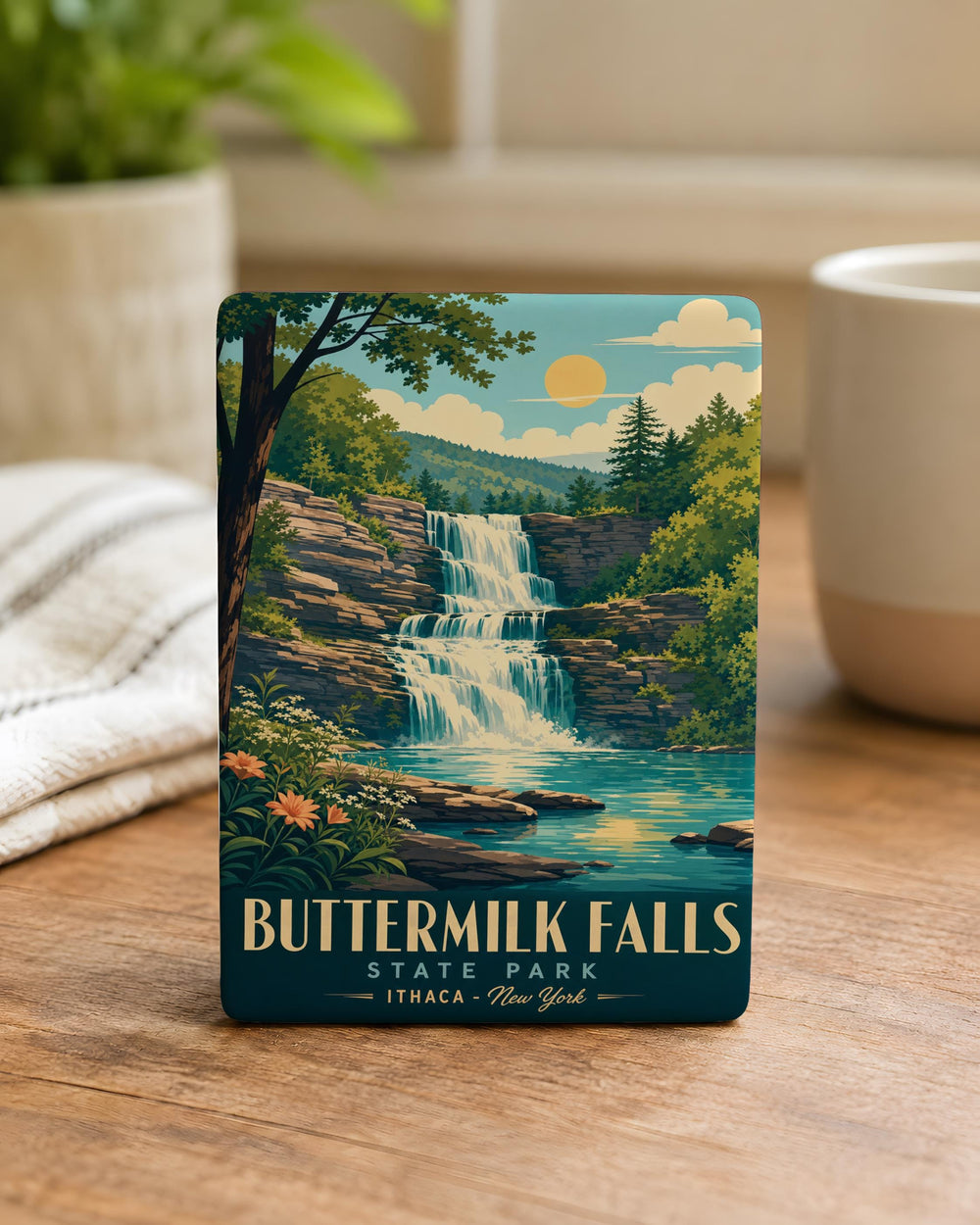 Buttermilk Falls State Park Fridge Magnet, Ithaca New York Waterfall Souvenir, Finger Lakes Travel Keepsake Magnet