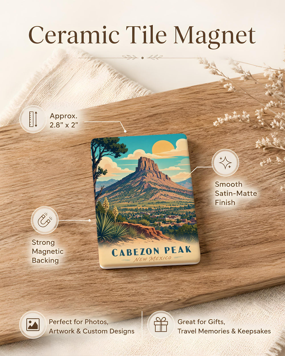 Cabezon Peak Fridge Magnet, New Mexico Mountain Landmark Souvenir Magnet, Cabezon Peak Travel Gift Magnet