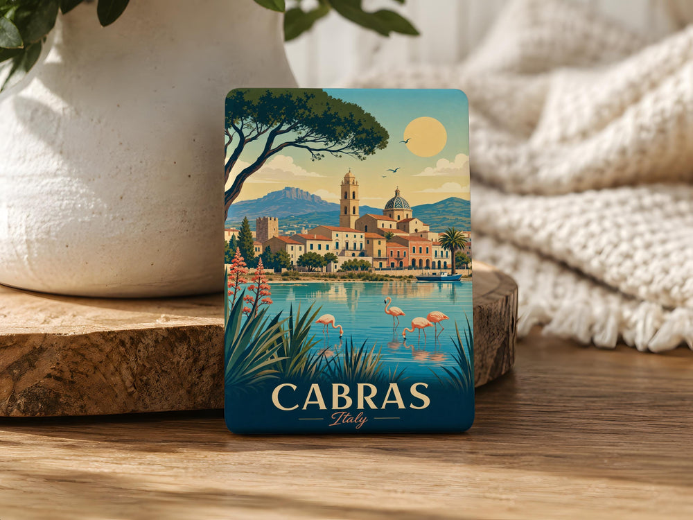 Cabras Italy Fridge Magnet, Cabras Sardinia Souvenir Magnet, Italian Travel Gift, Cabras Town Landmark Keepsake Magnet
