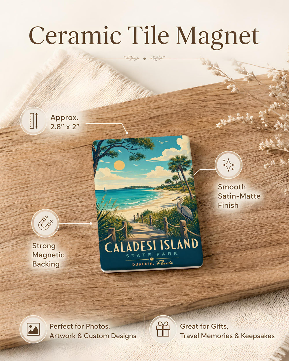 Caladesi Island State Park Fridge Magnet, Florida Beach Nature Souvenir, Coastal Travel Keepsake, State Park Gift