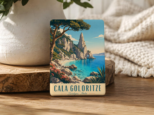 Cala Goloritzè Beach Fridge Magnet, Sardinia Italy Coastal Cove Sea Cliff Souvenir Magnet, Mediterranean Travel Keepsake