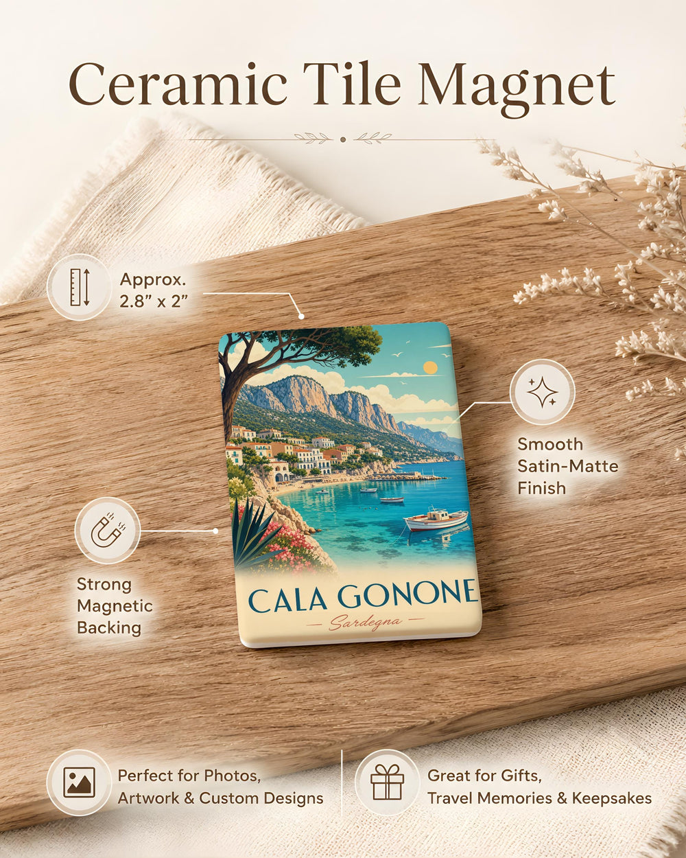 Cala Gonone Fridge Magnet, Sardinia Italy Coastal Village Souvenir, Mediterranean Seaside Travel Keepsake Magnet