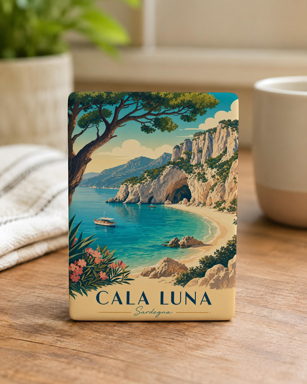 Cala Luna Beach Cove Fridge Magnet, Sardinia Coastal Sea Cave and Cliffs Souvenir Magnet