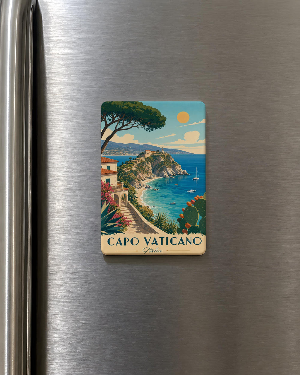 Capo Vaticano Italy Fridge Magnet, Calabria Coastal Landmark Souvenir, Beach Cliffs and Sea Travel Keepsake
