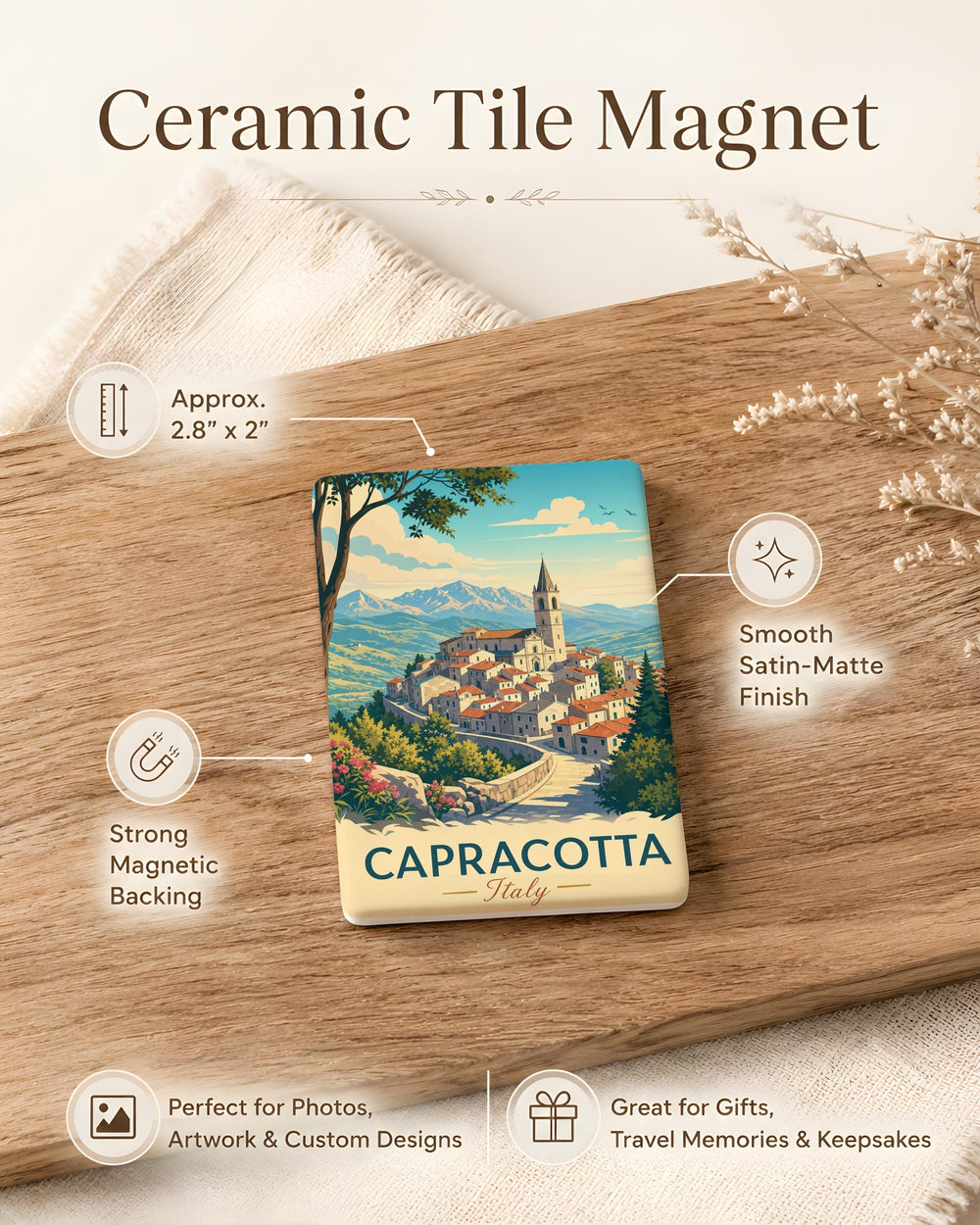 Capracotta Italy Fridge Magnet, Capracotta Souvenir Magnet, Italian Village Travel Keepsake, Italy Vacation Gift