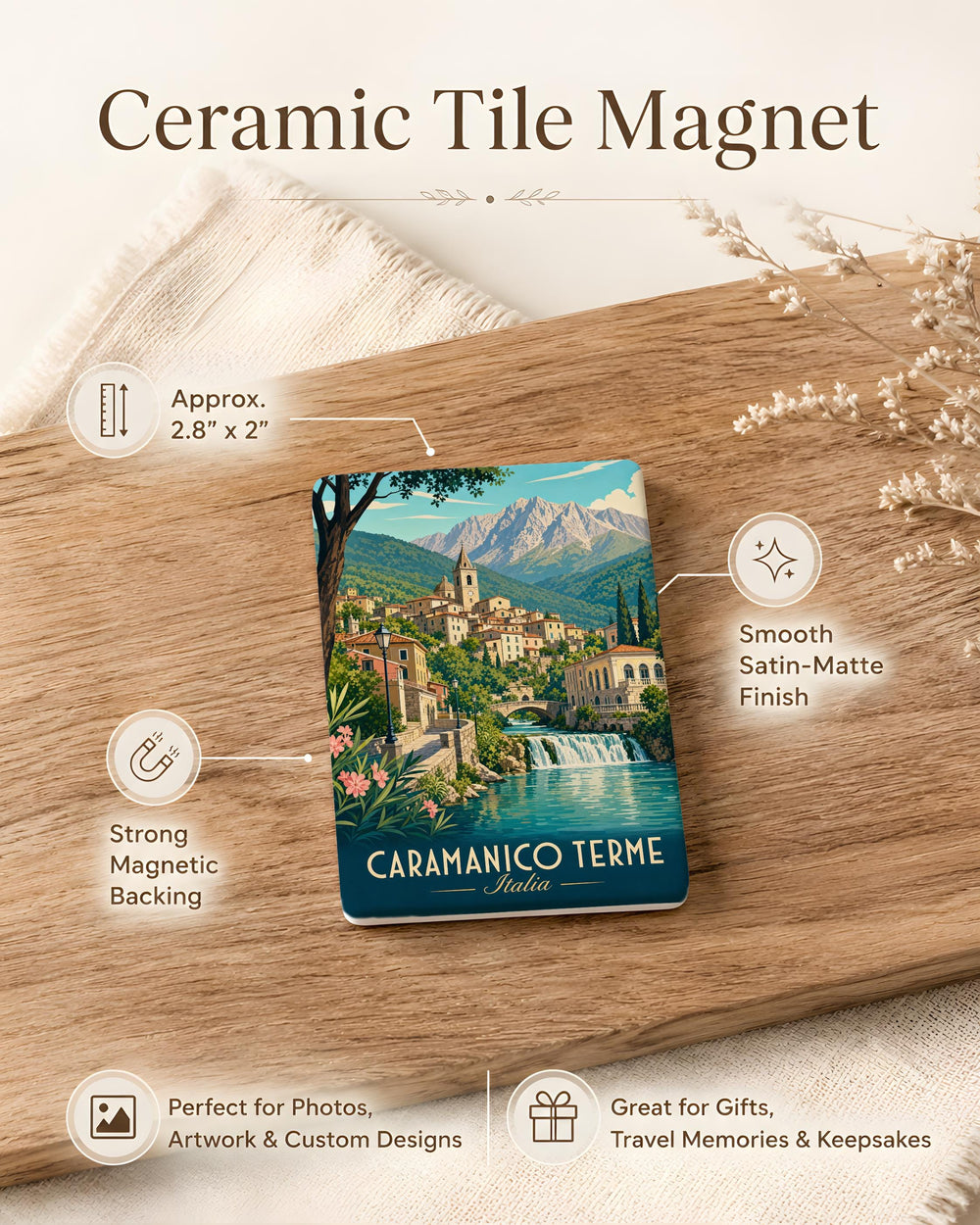 Caramanico Terme Italy Fridge Magnet, Travel Souvenir Magnet, Abruzzo Destination Keepsake Magnet