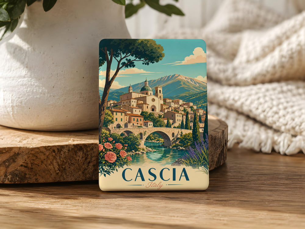 Cascia Italy Fridge Magnet, Cascia Umbria Souvenir Magnet, Italian Travel Gift, Cascia Town Landmark Keepsake Magnet