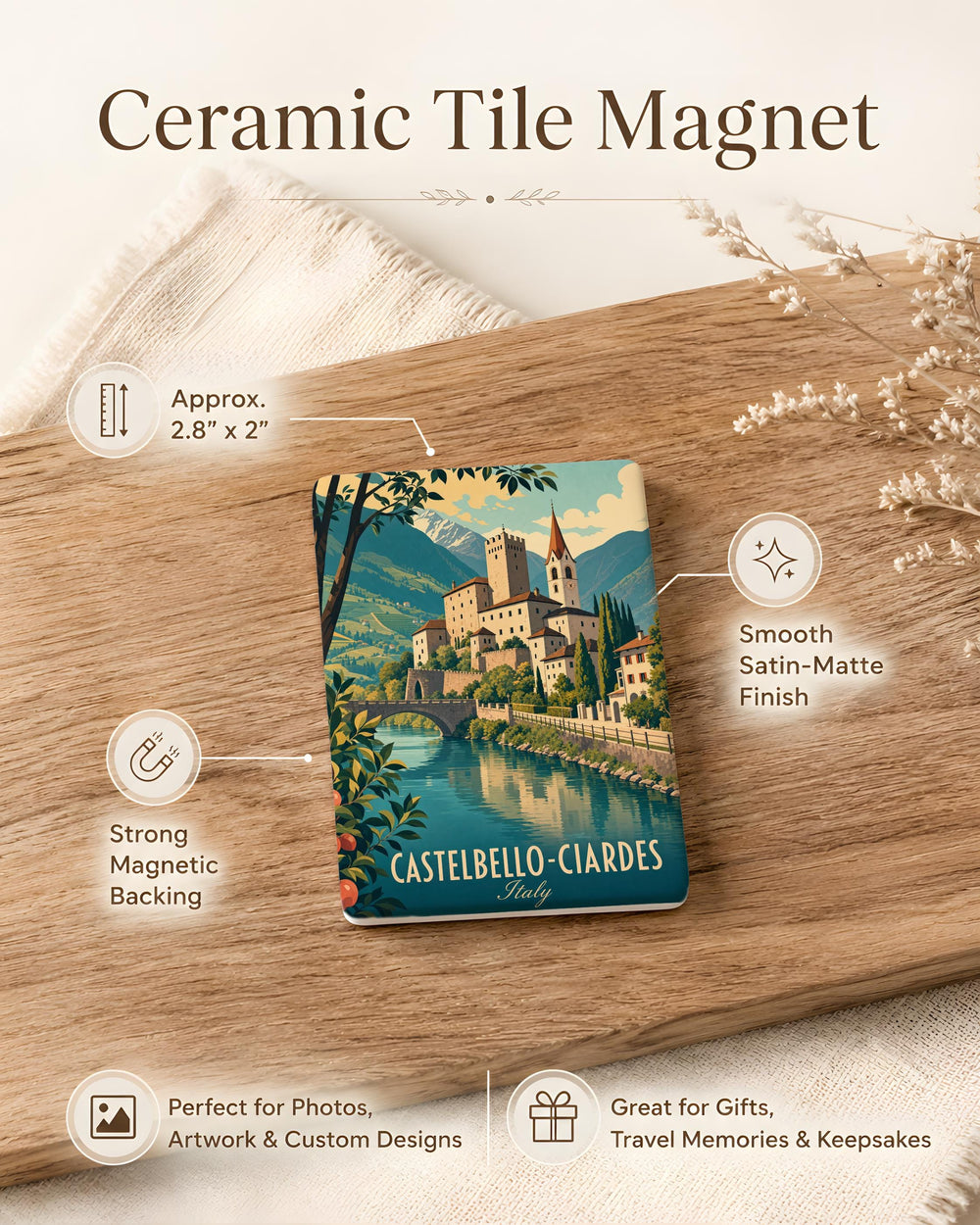 Castelbello-Ciardes Italy Fridge Magnet, South Tyrol Travel Souvenir Magnet, Castelbello-Ciardes Destination Keepsake Magnet