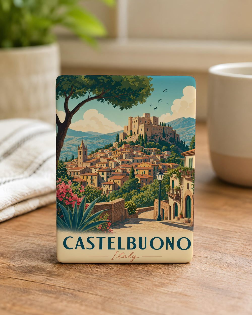 Castelbuono Italy Fridge Magnet, Sicily Travel Souvenir, Castelbuono Town Landmark Keepsake, Italian Village Vacation Gift