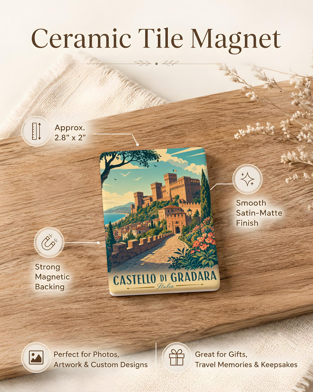 Castello di Gradara Fridge Magnet, Gradara Castle Italy Souvenir Magnet, Medieval Fortress Travel Keepsake Gift