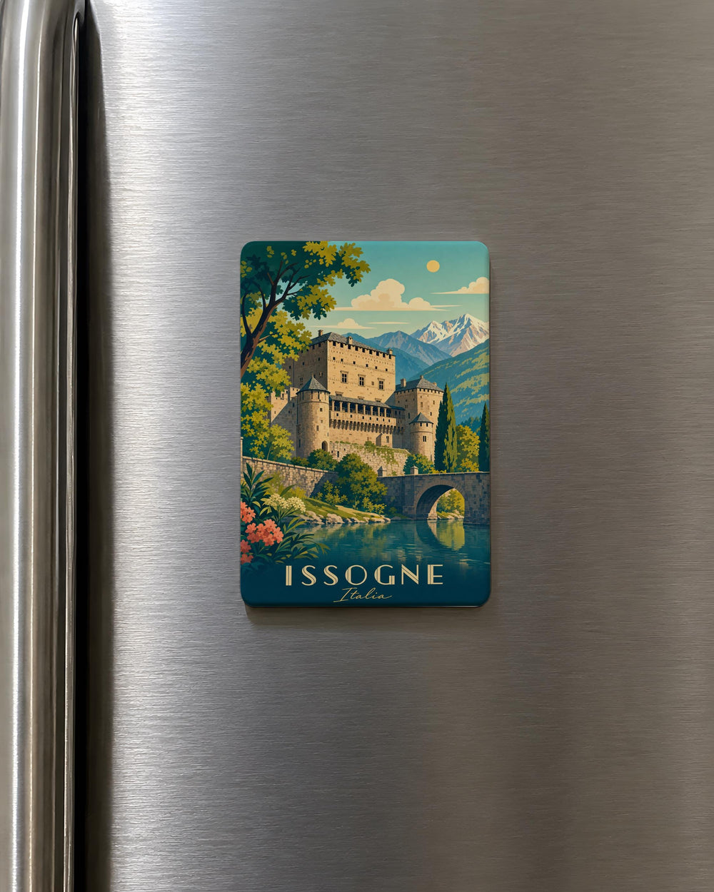 Castello di Issogne Fridge Magnet, Italian Castle Souvenir Magnet, Aosta Valley Italy Travel Gift, Historic Fortress Magnet