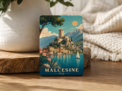 Castello di Malcesine Fridge Magnet, Malcesine Castle Lake Garda Italy Souvenir Magnet, Italian Travel Keepsake Magnet