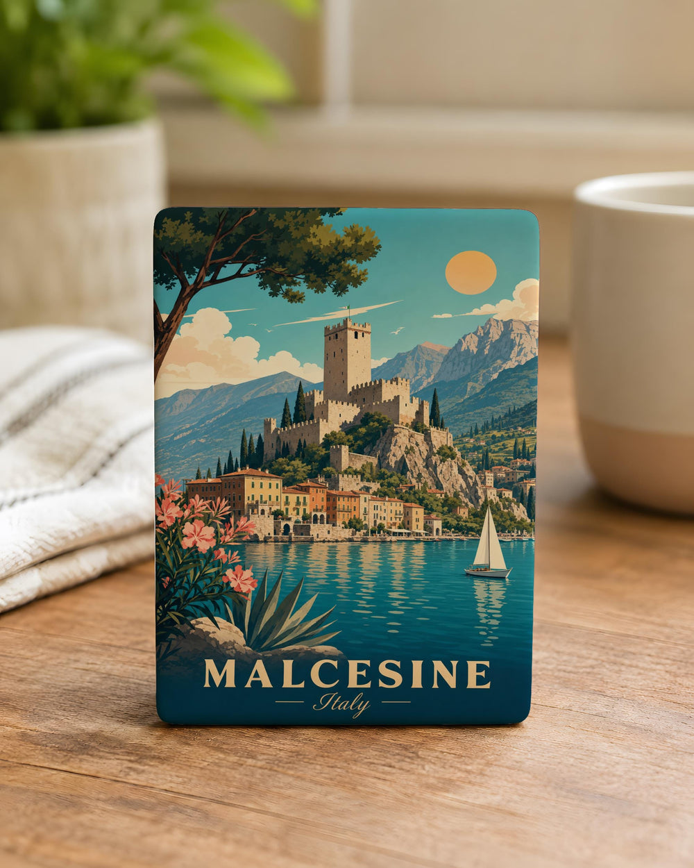 Castello di Malcesine Fridge Magnet, Malcesine Castle Lake Garda Italy Souvenir Magnet, Italian Travel Keepsake Magnet