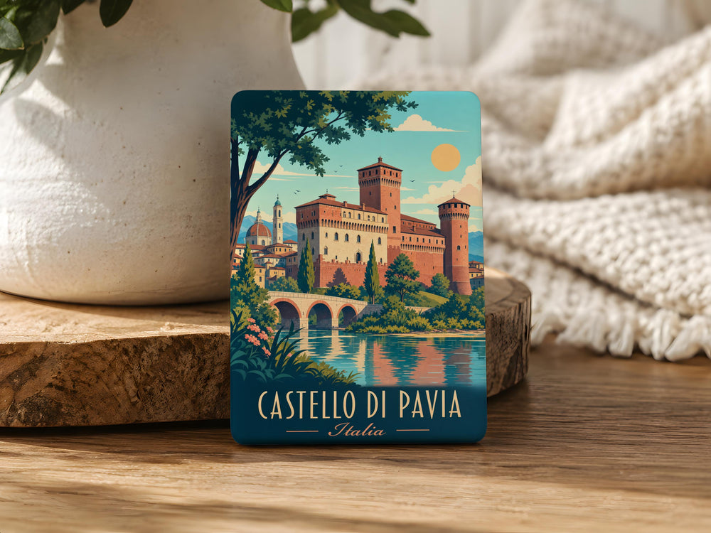 Castello di Pavia Fridge Magnet, Pavia Castle Landmark Souvenir Magnet, Italy Travel Keepsake Refrigerator Magnet