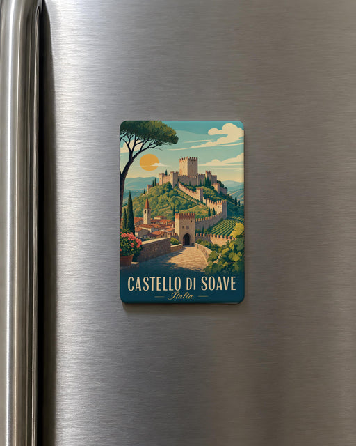 Castello di Soave Fridge Magnet, Soave Castle Italy Souvenir Magnet, Medieval Castle Travel Gift, Italian Landmark Magnet