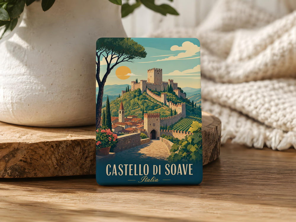 Castello di Soave Fridge Magnet, Soave Castle Italy Souvenir Magnet, Medieval Castle Travel Gift, Italian Landmark Magnet