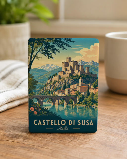 Castello di Susa Fridge Magnet, Susa Castle Souvenir Magnet, Italy Landmark Travel Keepsake Magnet, Piemonte Gift