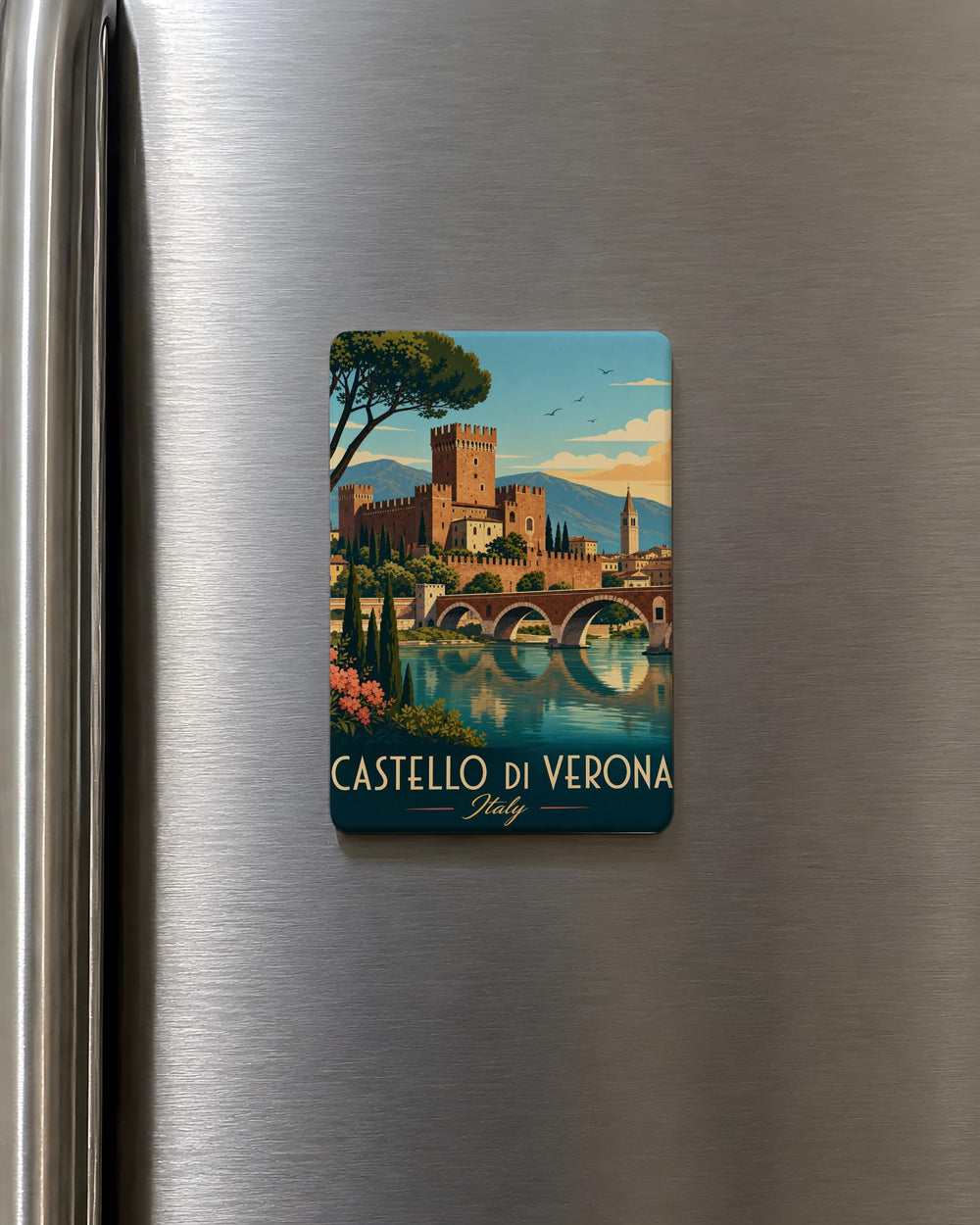 Castello di Verona Fridge Magnet, Verona Castle Souvenir Magnet, Italy Travel Keepsake, Historic Landmark Magnet