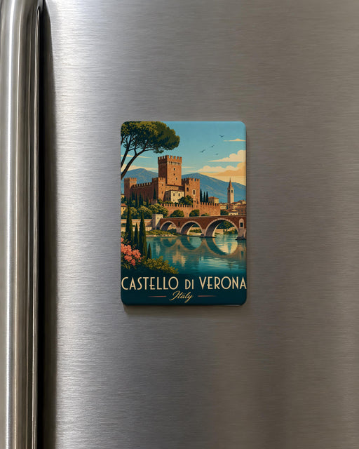Castello di Verona Fridge Magnet, Verona Castle Souvenir Magnet, Italy Travel Keepsake, Historic Landmark Magnet
