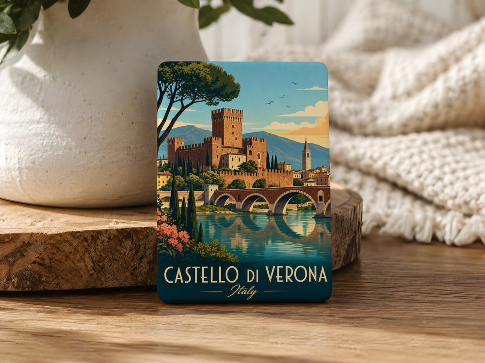 Castello di Verona Fridge Magnet, Verona Castle Souvenir Magnet, Italy Travel Keepsake, Historic Landmark Magnet