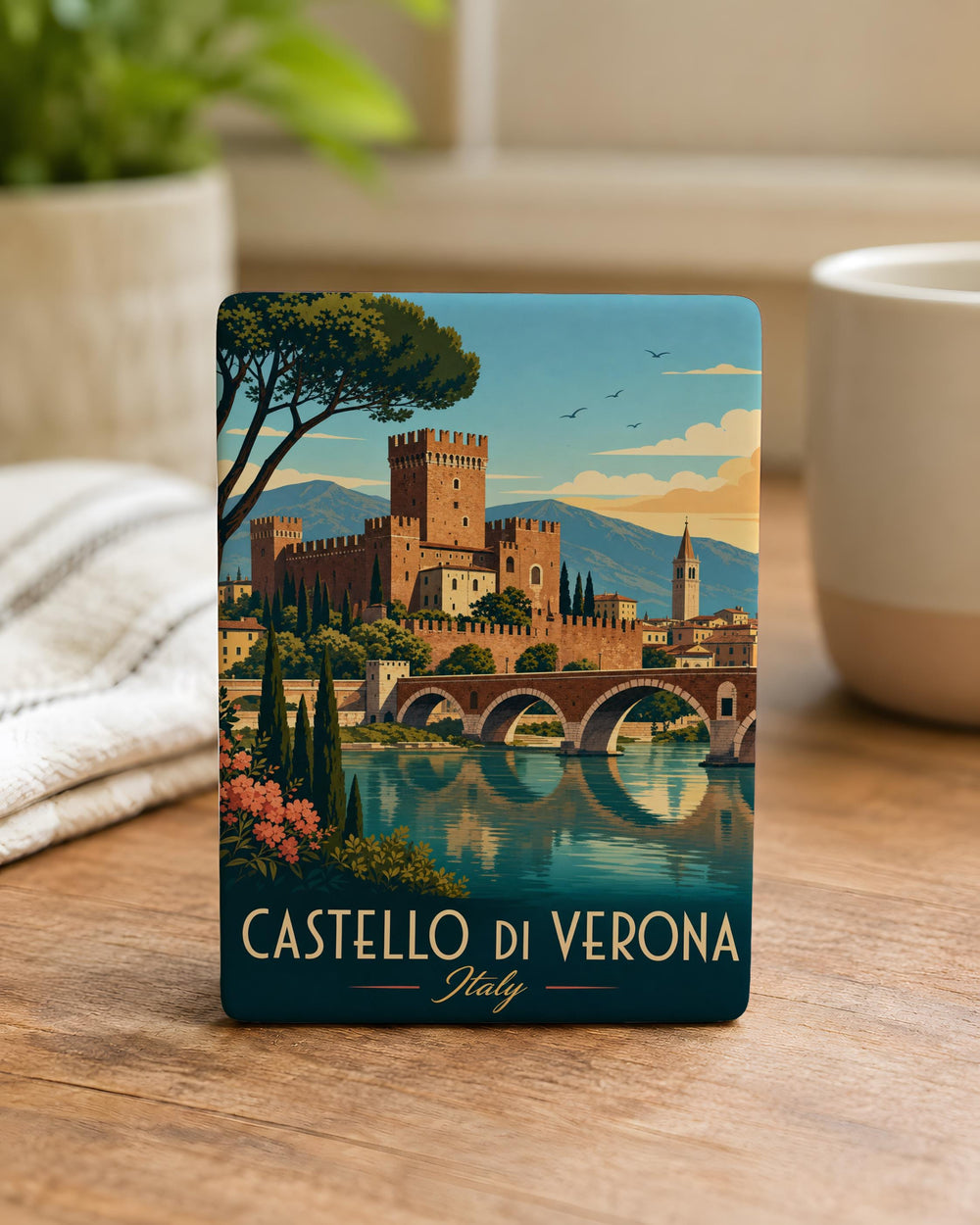 Castello di Verona Fridge Magnet, Verona Castle Souvenir Magnet, Italy Travel Keepsake, Historic Landmark Magnet