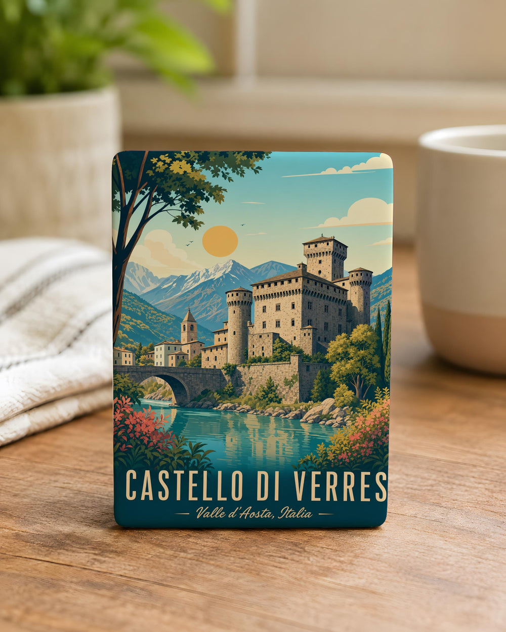 Castello di Verres Fridge Magnet, Verres Castle Souvenir Magnet, Italy Castle Landmark Refrigerator Magnet
