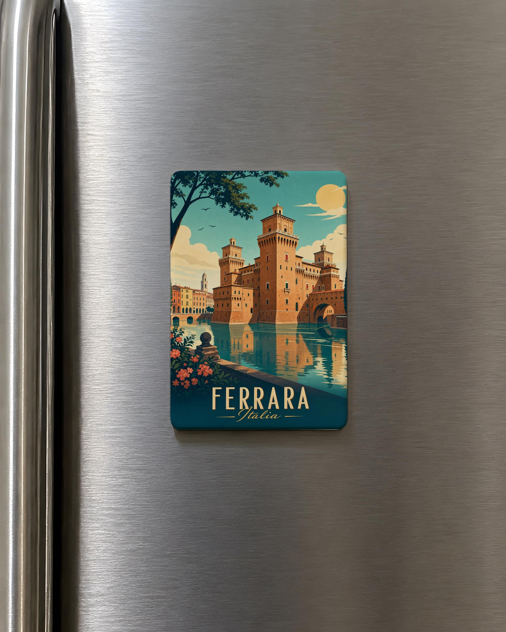 Castello Estense Ferrara Fridge Magnet, Italy Castle Landmark Souvenir Magnet, Ferrara Travel Gift, Emilia-Romagna Keepsake Magnet