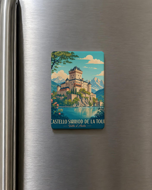 Castello Sarriod de La Tour Fridge Magnet, Aosta Valley Italy Castle Souvenir Magnet, Historic Landmark Travel Gift