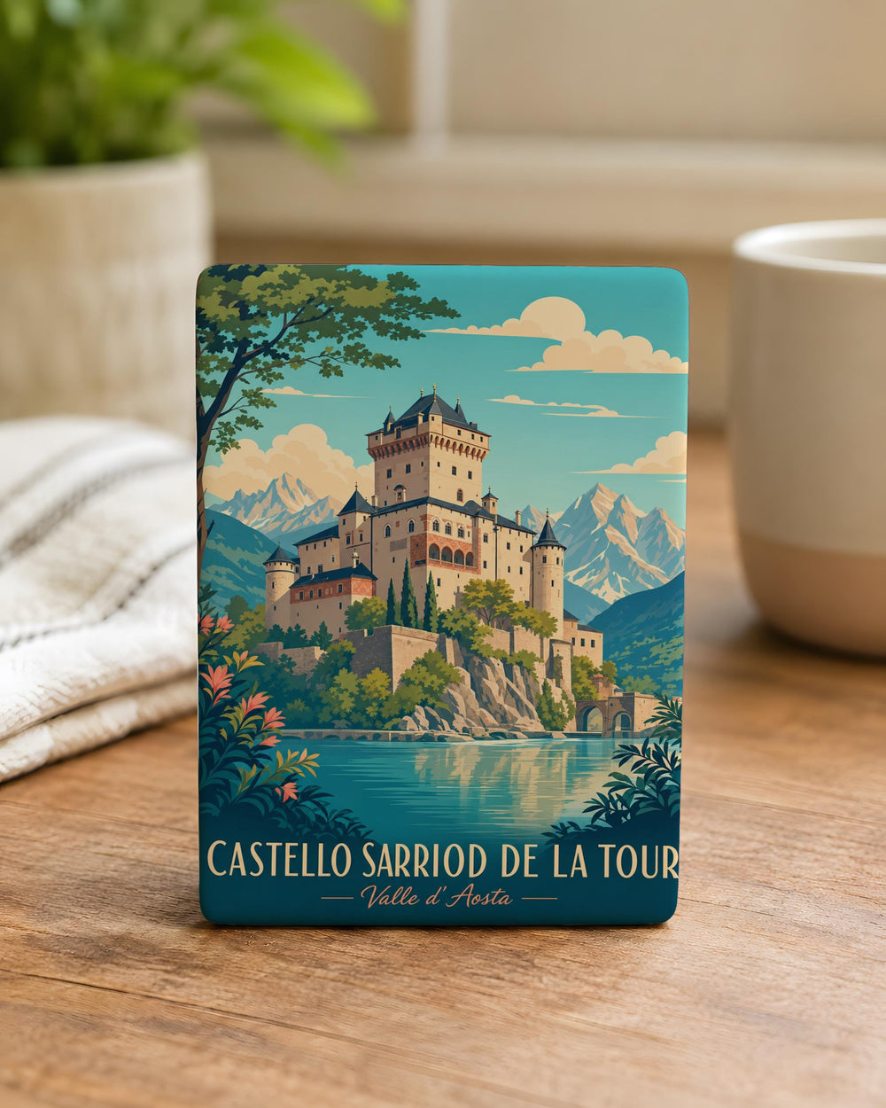 Castello Sarriod de La Tour Fridge Magnet, Aosta Valley Italy Castle Souvenir Magnet, Historic Landmark Travel Gift