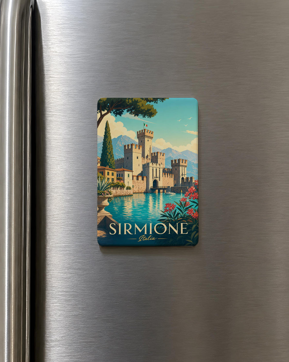 Castello Scaligero Sirmione Fridge Magnet, Lake Garda Italy Castle Souvenir Magnet, Sirmione Travel Keepsake Magnet