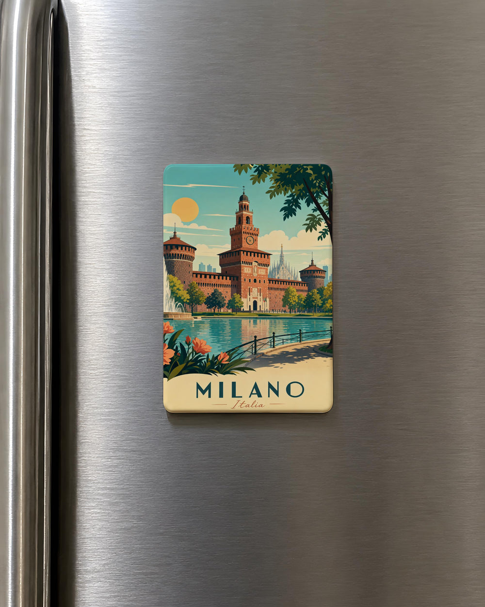 Castello Sforzesco Fridge Magnet, Milan Castle Souvenir Magnet, Italy Travel Gift, Historic Landmark Kitchen Magnet
