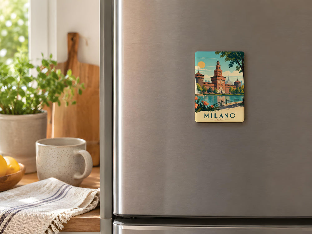 Castello Sforzesco Fridge Magnet, Milan Castle Souvenir Magnet, Italy Travel Gift, Historic Landmark Kitchen Magnet
